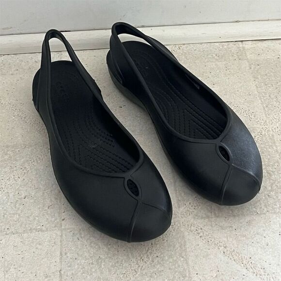 Crocs Olivia II Women's Black Slingback Ballet Flats Size 9 - Picture 1 of 9